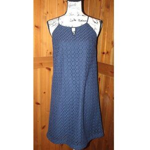 Lucky Brand Navy Lined  Midi Dress Crochet Size S